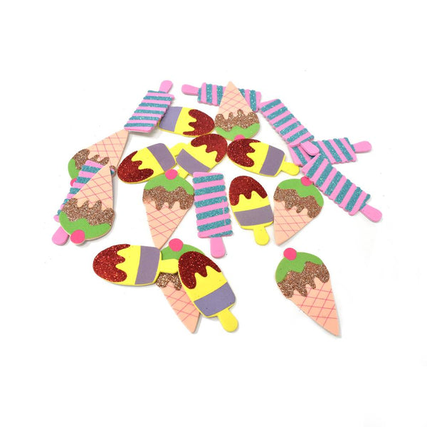 Ice Cream Treats Foam Fun Glitter 3D Stickers, 21-Piece