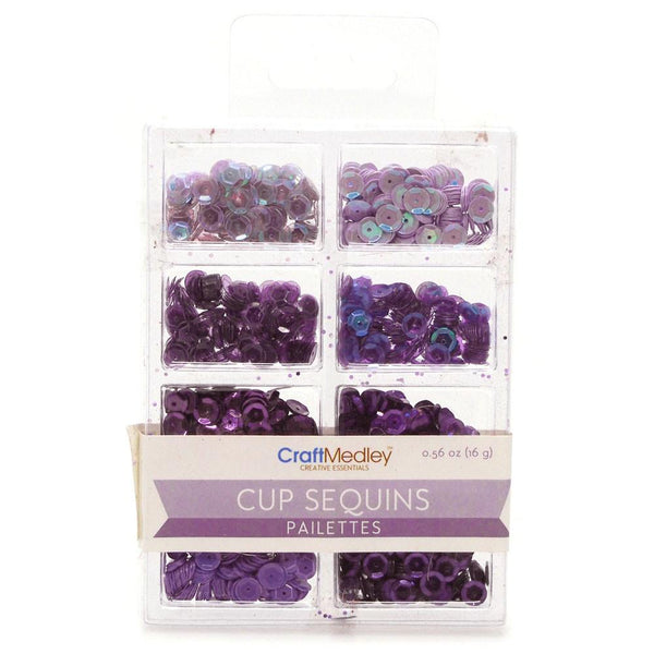 Loose Cup Sequins Palettes, Viola, 6mm, 16-gram