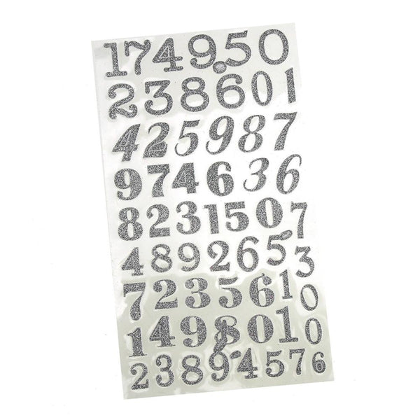 Glitter Number Stickers Three Styles, 3/4-Inch, 60-count, Clear