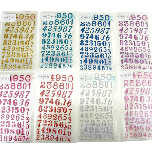 Glitter Number Stickers Three Styles, 3/4-Inch, 60-count