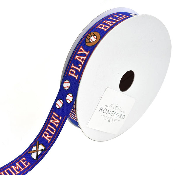 Baseball Sport Fields Grosgrain Ribbon, Royal Blue, 5/8-Inch, 10-Yard