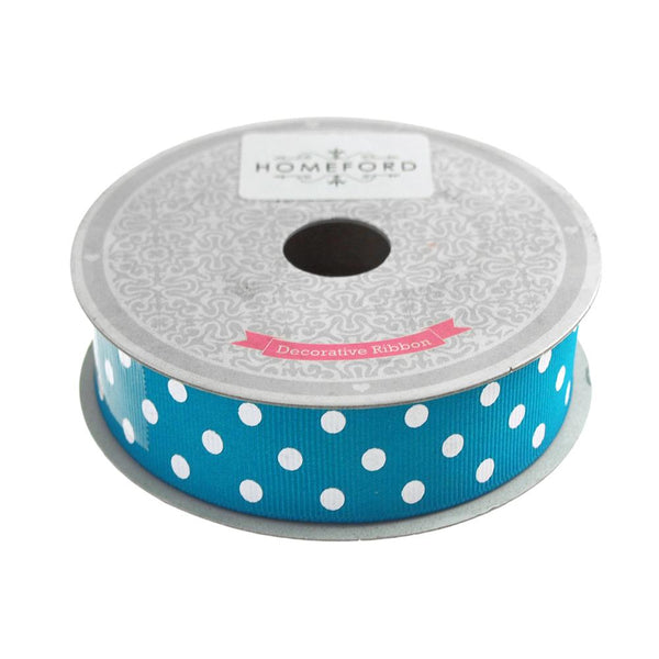 Polka Dot Grosgrain Ribbon, 7/8-Inch, 10 Yards, Turquoise