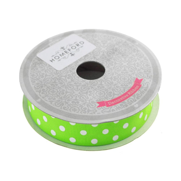 Polka Dot Grosgrain Ribbon, 7/8-Inch, 10 Yards, Neon Green