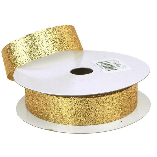 Glitter Ribbon Christmas Gift-wrapping, 7/8-Inch, 25 Yards, Gold