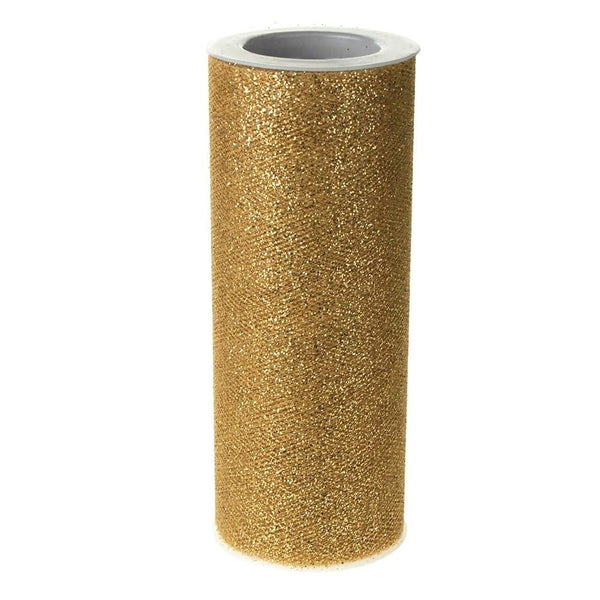 Glitter Tulle Spool Roll, 6-Inch, 10 Yards, Gold