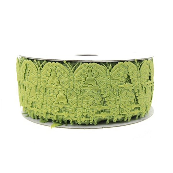 Butterfly Polyester Garland Ribbon, 1/2-inch, 10-yard, Moss Green