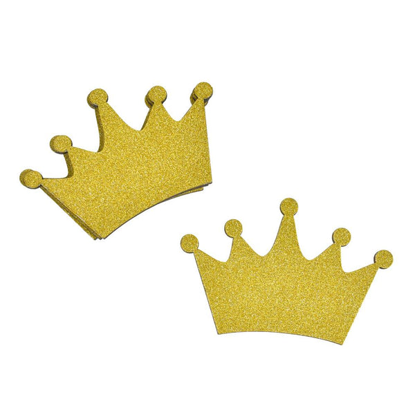 Glitter Wooden Crown Cut-Outs, 3-Inch, 4-Piece, Gold