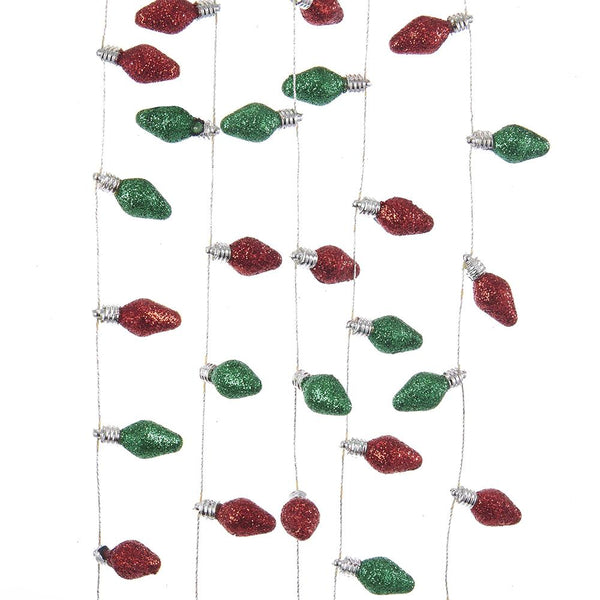 Retro Style Glitter Christmas Light Bulb Garland, 6-Feet