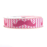 Glitter Mustache Chevron Grosgrain Ribbon, 7/8-inch, 3-yard