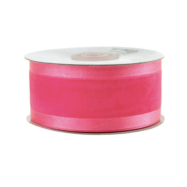 Satin-edge Sheer Organza Ribbon, 1-1/2-inch, 25-yard, Hot Pink