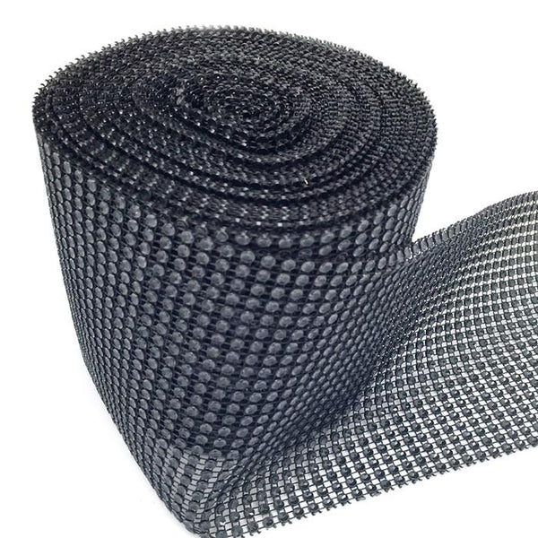 Rhinestone Diamond Wrap Ribbon, 4-3/4-Inch, 10 Yards, Solid Black