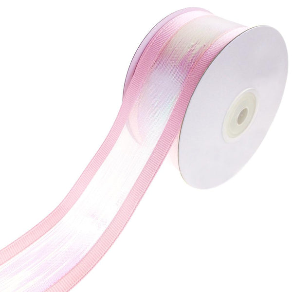 Shimmering Iridescent Grosgrain-Edge Ribbon, Pink, 1-1/2-Inch, 10-Yard