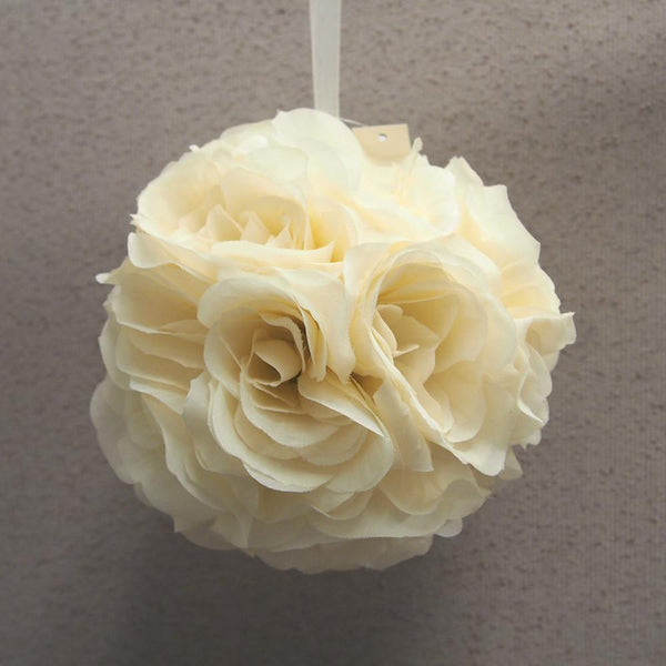 Silk Flower Kissing Balls Wedding Centerpiece, 6-Inch, Ivory