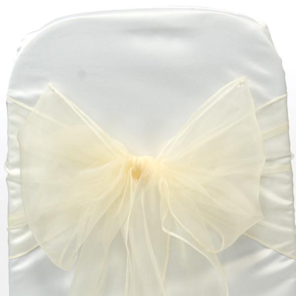 Organza Chair Bow Sash, 9-inch, 10-feet, 6-piece, Ivory