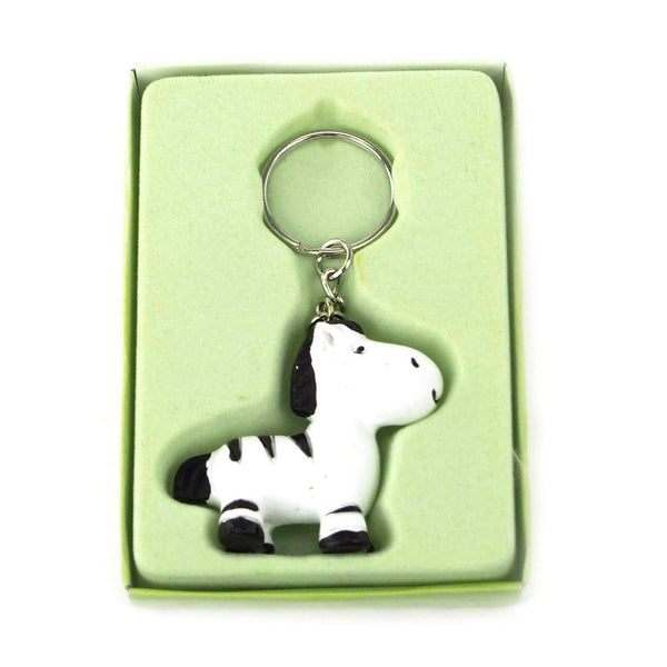 Safari Keychain Favors, 4-Inch, Baby Zebra, White