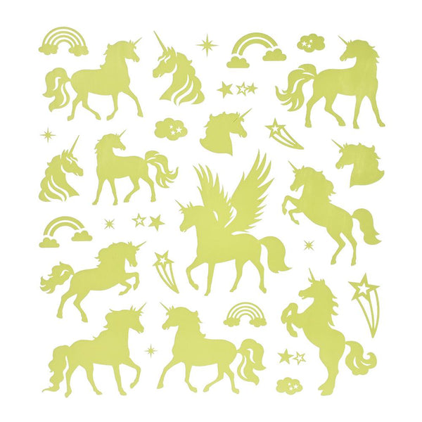 Glow In The Dark Unicorn Stickers, 31-Piece