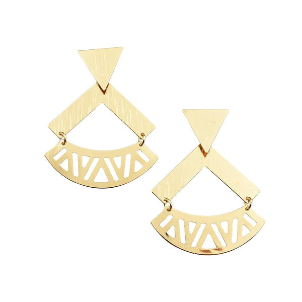 Fan Drop Geometric Drop Earrings, Gold, 2-1/2-Inch