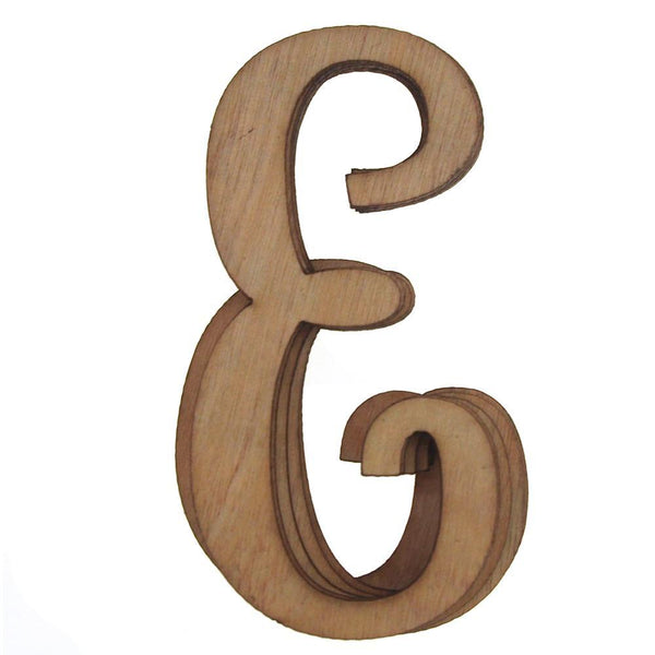 Wooden Cursive Letter E, Natural, 3-Inch, 6-Piece