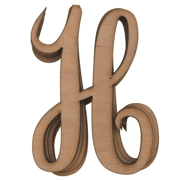 Wooden Cursive Letter H, Natural, 3-Inch, 6-Piece