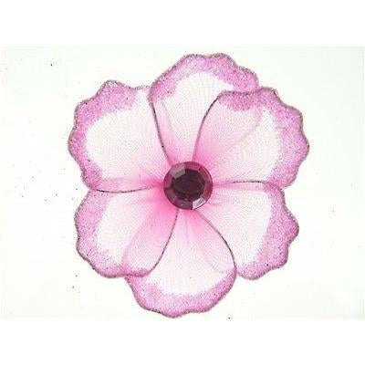 Organza Glitter Nylon, Mini Flower, 2-inch, 12-Piece, Light Pink