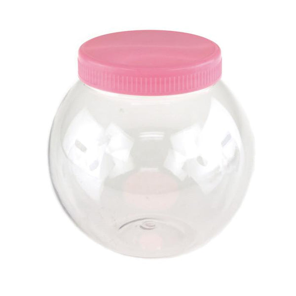 Plastic Round Favor Container with Lid, 4-1/2-Inch, Large, Light Pink