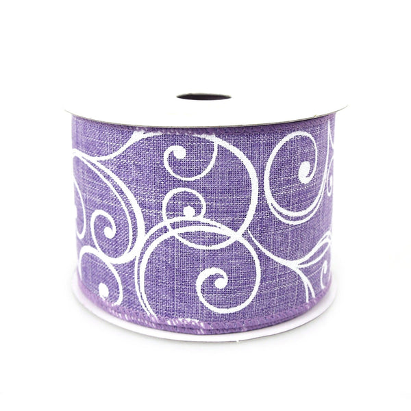 Stylish Swirl Canvas Ribbon, 2-1/2-inch, 10-yard, Lavender