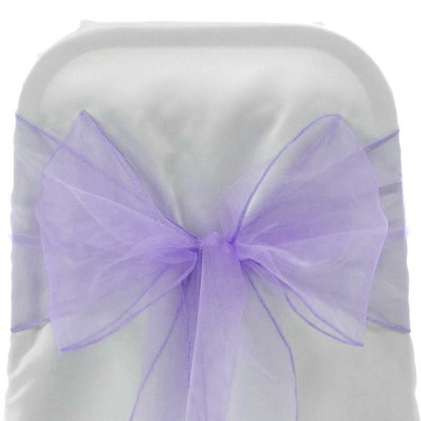 Organza Chair Bow Sash, 9-inch, 10-feet, 6-piece, Lavender