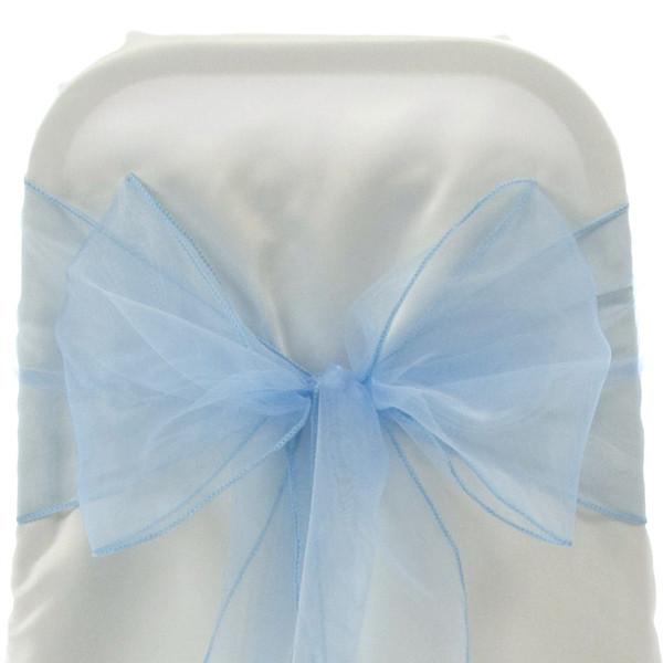 Organza Chair Bow Sash, 9-inch, 10-feet, 6-piece, Light Blue