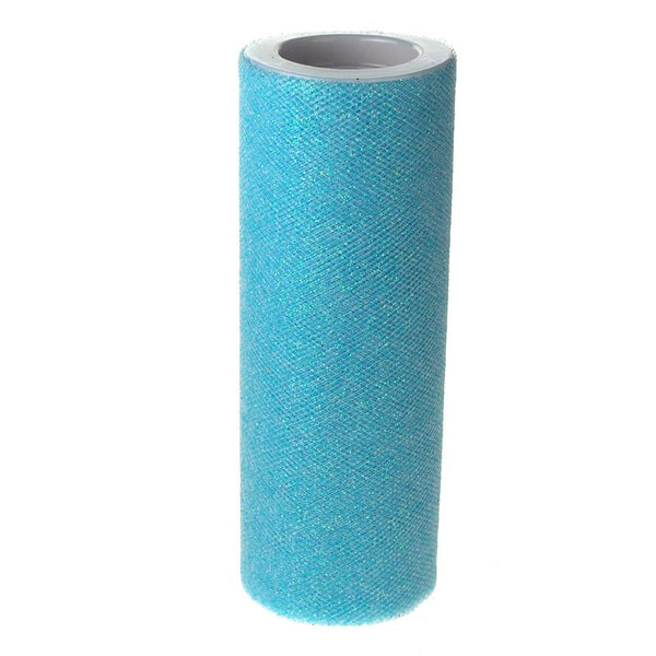 Glitter Tulle Spool Roll, 6-Inch, 10 Yards, Light Blue