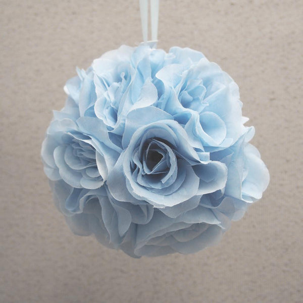 Silk Flower Kissing Balls Wedding Centerpiece, 6-Inch, Light Blue