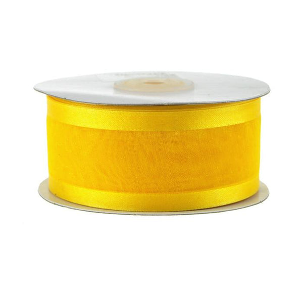 Satin-edge Sheer Organza Ribbon, 1-1/2-inch, 25-yard, Light Gold