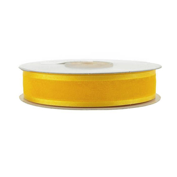 Satin-edge Sheer Organza Ribbon, 7/8-Inch, 25 Yards, Light Gold