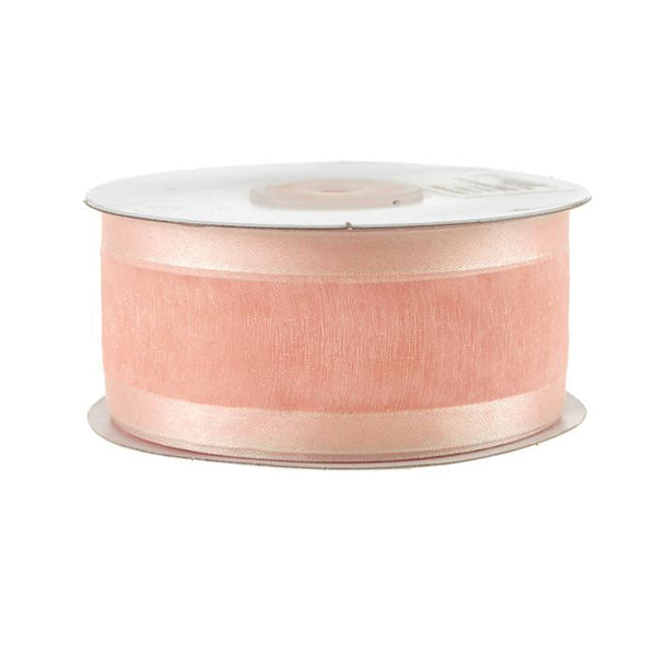 Satin-edge Sheer Organza Ribbon, 1-1/2-inch, 25-yard, Light Peach