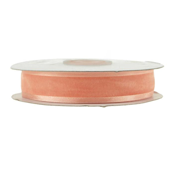 Satin-edge Sheer Organza Ribbon, 7/8-Inch, 25 Yards, Light Peach