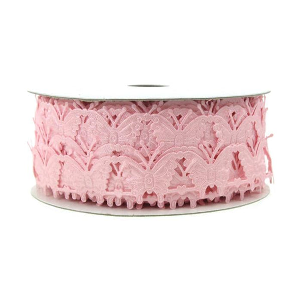 Butterfly Polyester Garland Ribbon, 1/2-inch, 10-yard, Light Pink