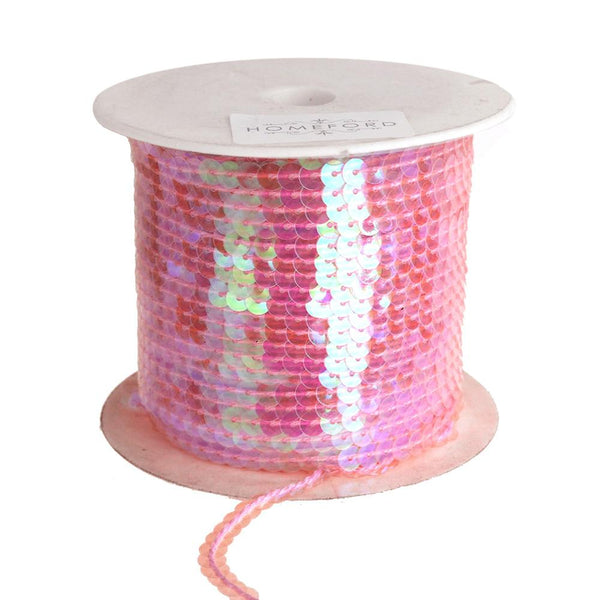 Metallic Sequins Ribbon, 1/4-Inch, 100 Yards, Light Pink