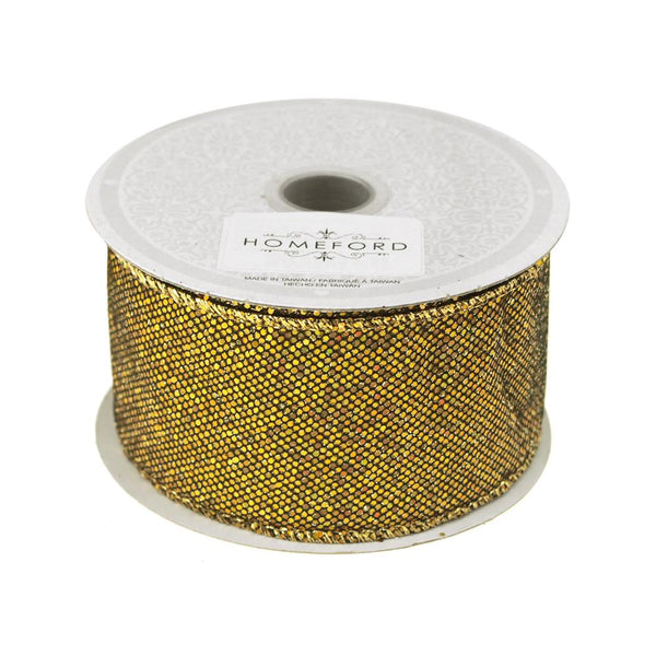 Metallic Disco Bling Christmas Ribbon, 2-Inch, 10 Yards. Gold