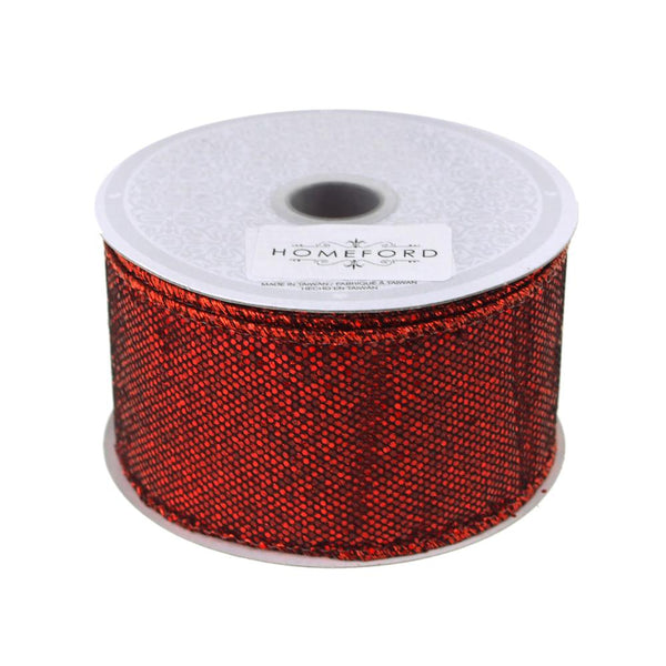 Metallic Disco Bling Christmas Ribbon, 2-Inch, 10 Yards. Red