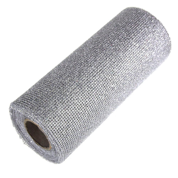 Glitter Mesh Net Roll, 6-Inch, 10 Yards, Silver