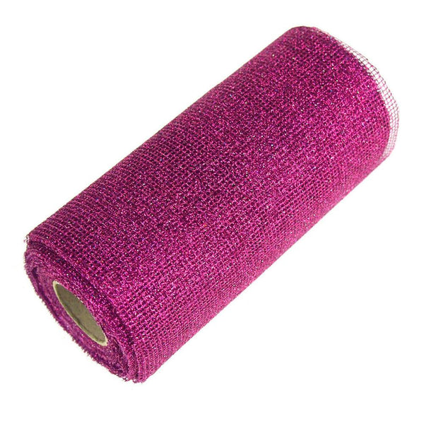 Glitter Mesh Net Roll, 6-Inch, 10 Yards, Hot Pink