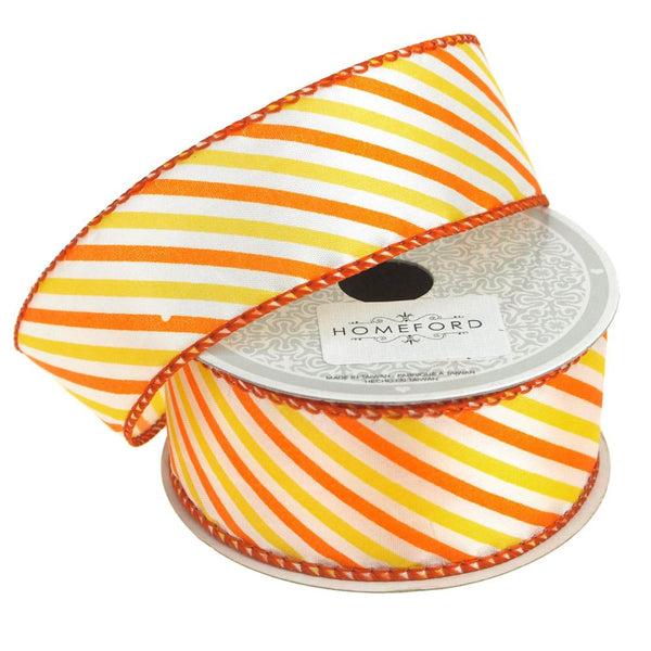 Candy Summer Striped Polyester Ribbon, 1-1/2-Inch, 10 Yards, Orange