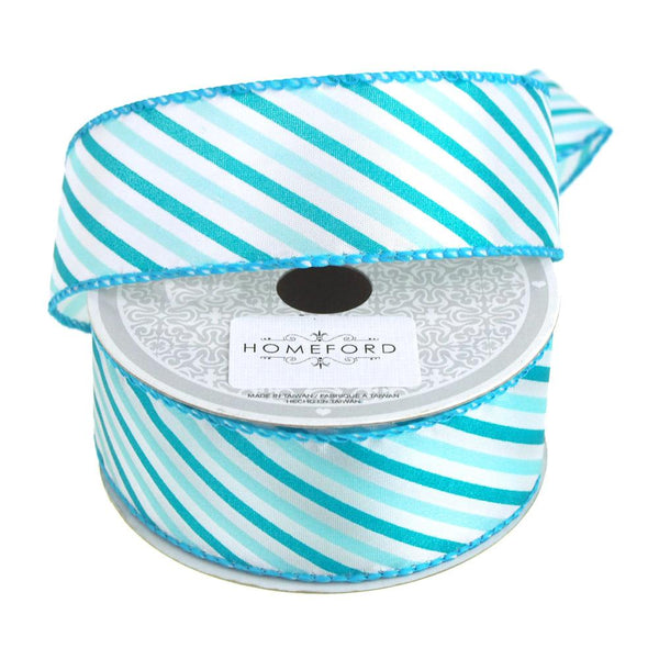 Candy Summer Striped Polyester Ribbon, 1-1/2-Inch, 10 Yards, Turquoise