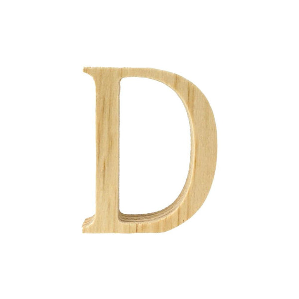 Pine Standing Wood Letter D, 2-Inch, 3-Count