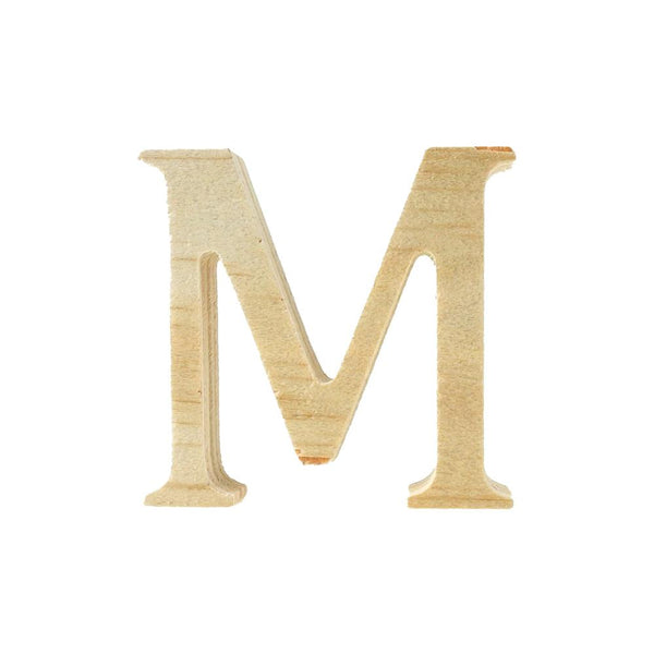 Pine Standing Wood Letter M, 2-Inch, 3-Count