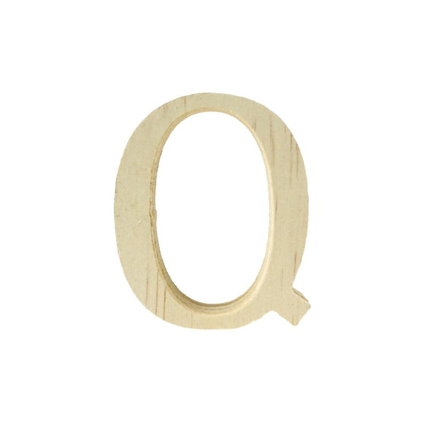 Pine Standing Wood Letter Q, 2-Inch, 3-Count