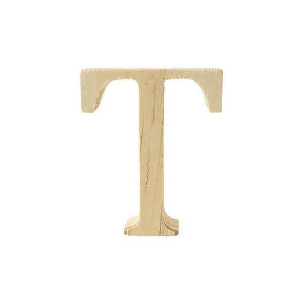 Pine Standing Wood Letter T, 2-Inch, 3-Count