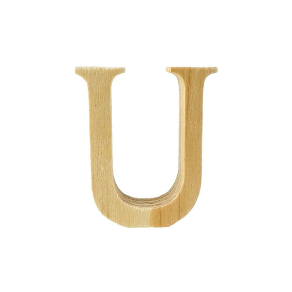 Pine Standing Wood Letter U, 2-Inch, 3-Count