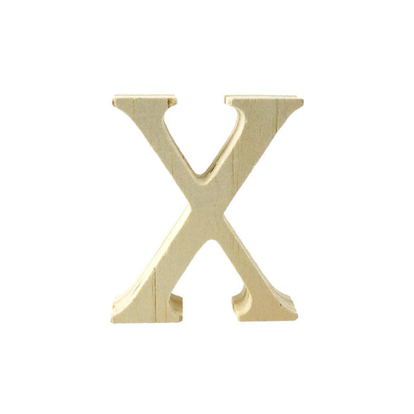 Pine Standing Wood Letter X, 2-Inch, 3-Count