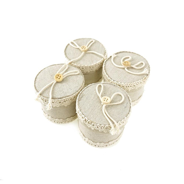 Mini Burlap Favor Gift Boxes, 2-1/2-Inch, 12-Count, Ivory