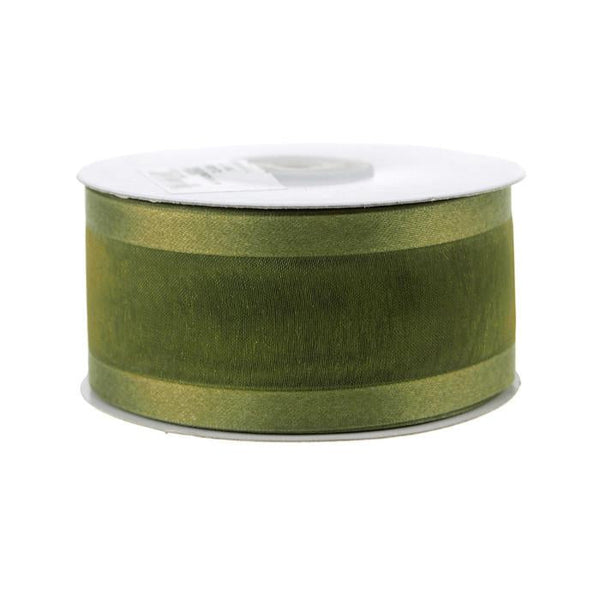 Satin-edge Sheer Organza Ribbon, 1-1/2-inch, 25-yard, Moss Green